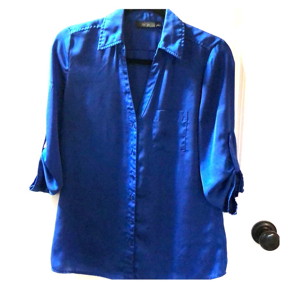 Silky Navy Button Down